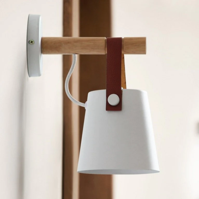 Leather Strap Wood Wall Lamps