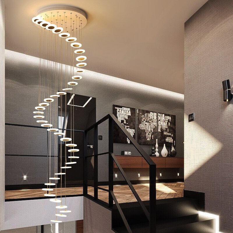 Nordic loft Spiral Disk Hanging LED chandelier