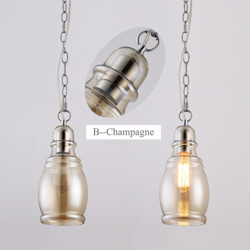 Vintage Loft Glass Lamp Bar Pendant Light