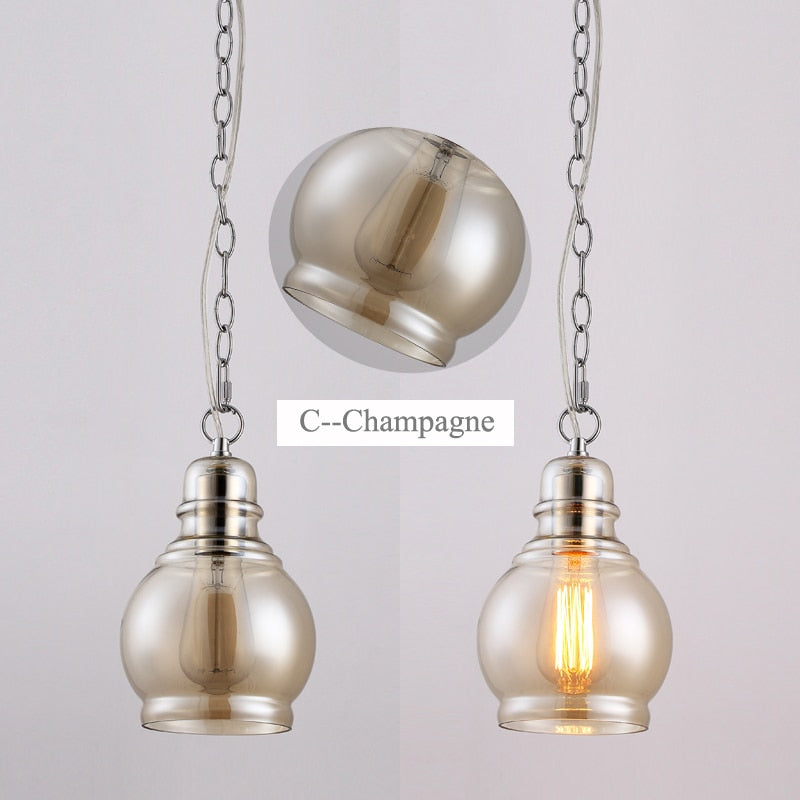 Vintage Loft Glass Lamp Bar Pendant Light