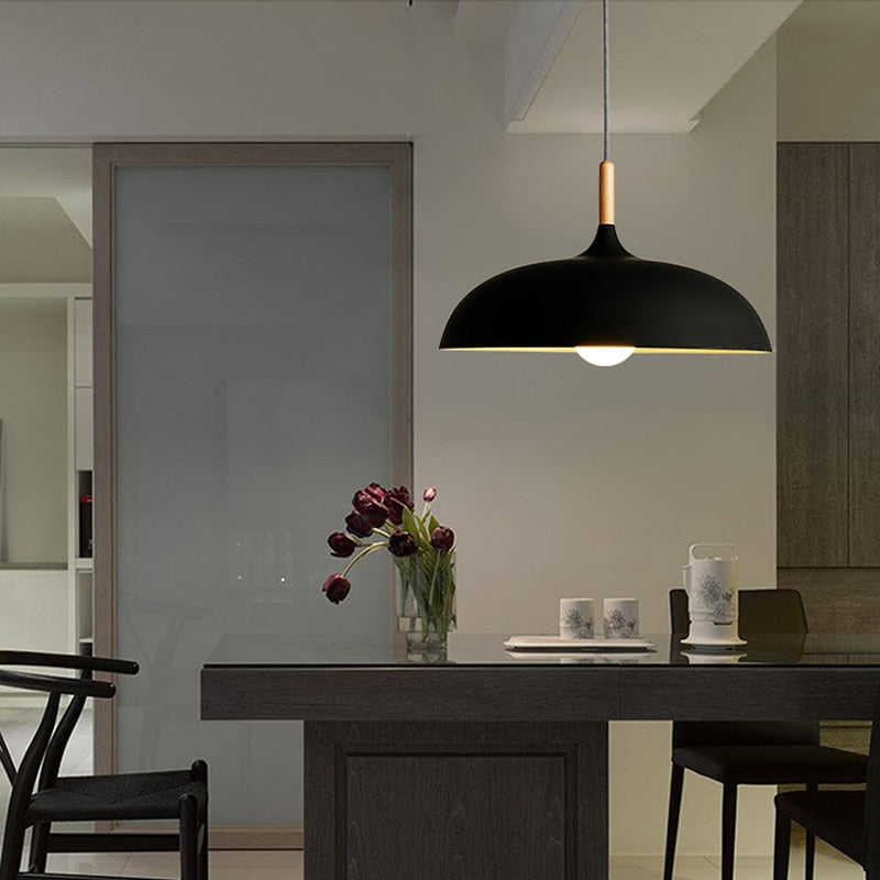 Minimalist Wood & Aluminum Pendant Light