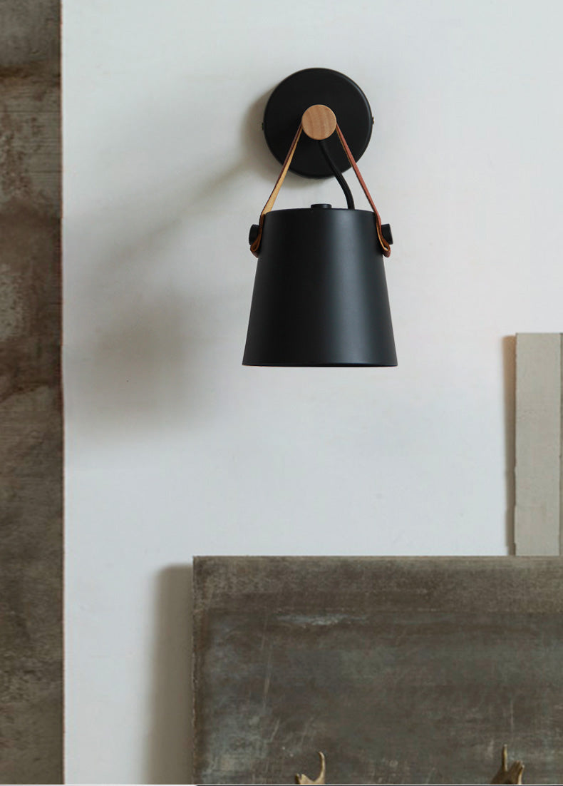 Leather Strap Wood Wall Lamps