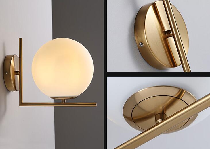 Glass Orb Angular Base Wall Light