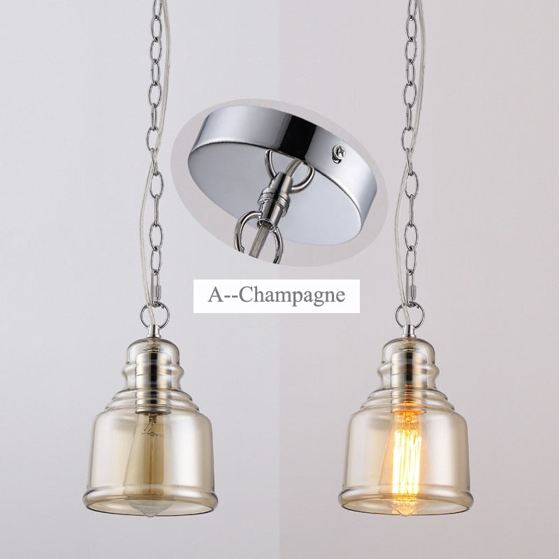 Vintage Loft Glass Lamp Bar Pendant Light