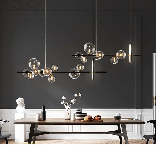 Bubble Glass Ball Metal Ring Chandelier
