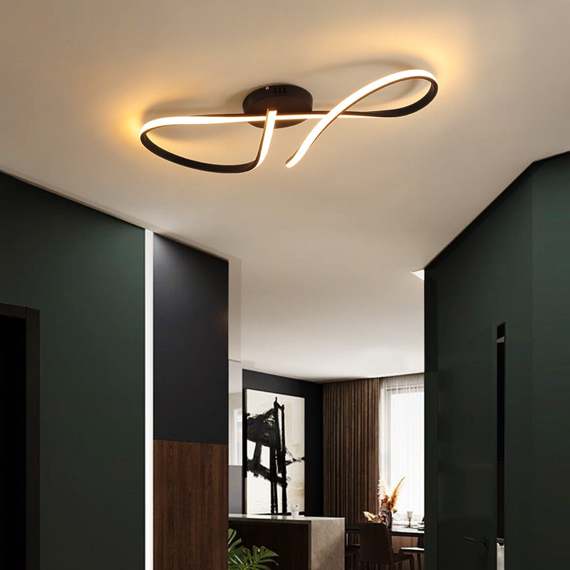Modern Aluminum LED Strip Ceiling Chandelier Light