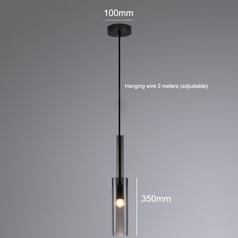 Modern Cylindrical Glass Pendant Light
