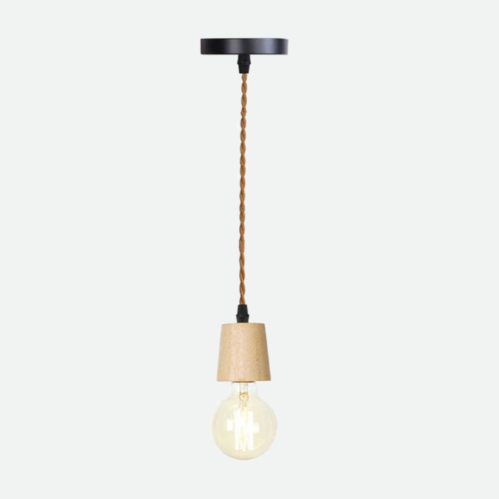 Vintage Wooden Hanging Socket Pendant Light