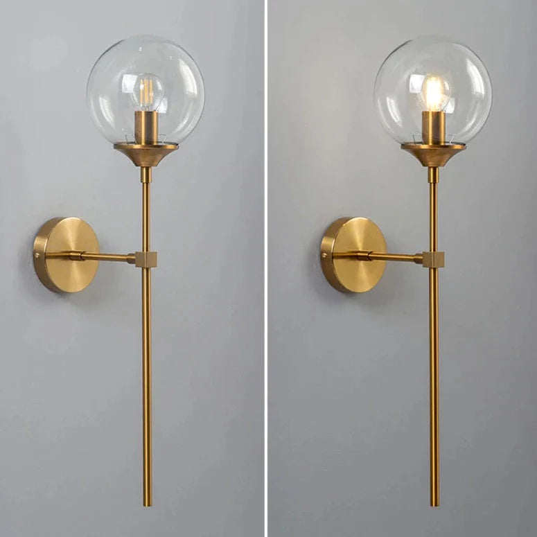 Gold Base Glass Globe Wall Light