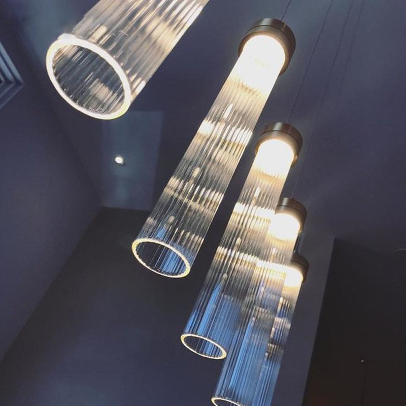 Modern Gold Glass Tube Pendant Light