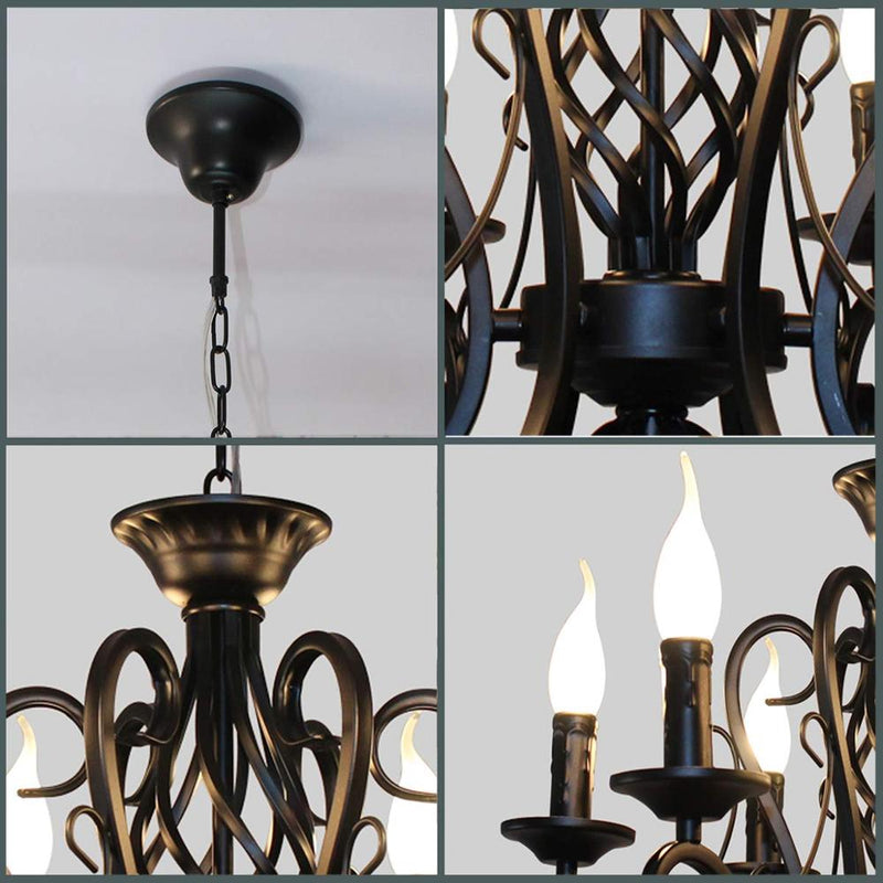 European Classic Iron Arms Chain LED Chandelier