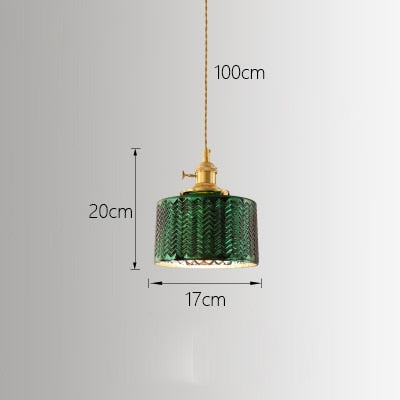 Japanese Minimalist Green Glass Pendant Light