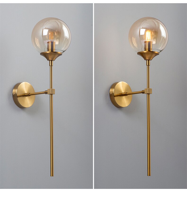 Gold Base Glass Globe Wall Light