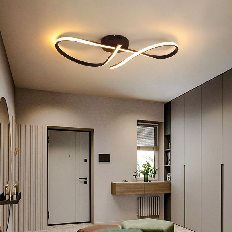 Modern Aluminum LED Strip Ceiling Chandelier Light