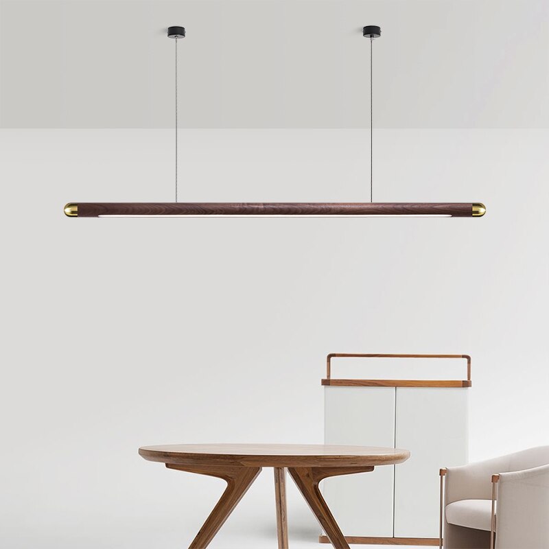 Linear Suspension Light Modern LED Solid Wood