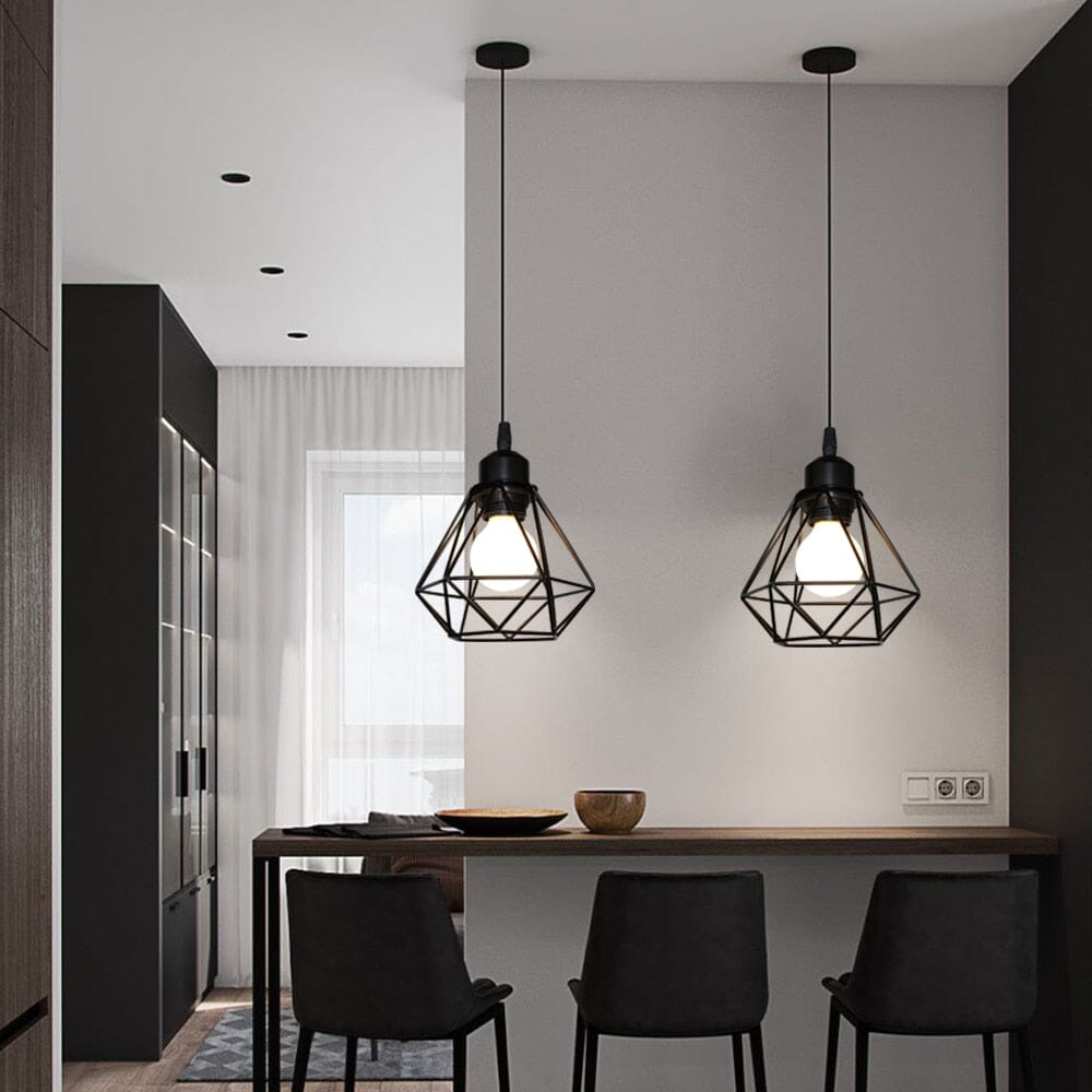 Modern Diamond Shape Wrought Metal Pendant Lights