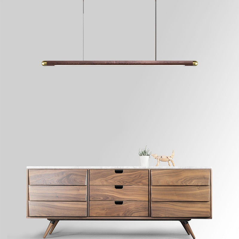 Linear Suspension Light Modern LED Solid Wood