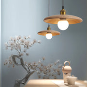 Flying Saucer Wood Pendant Light