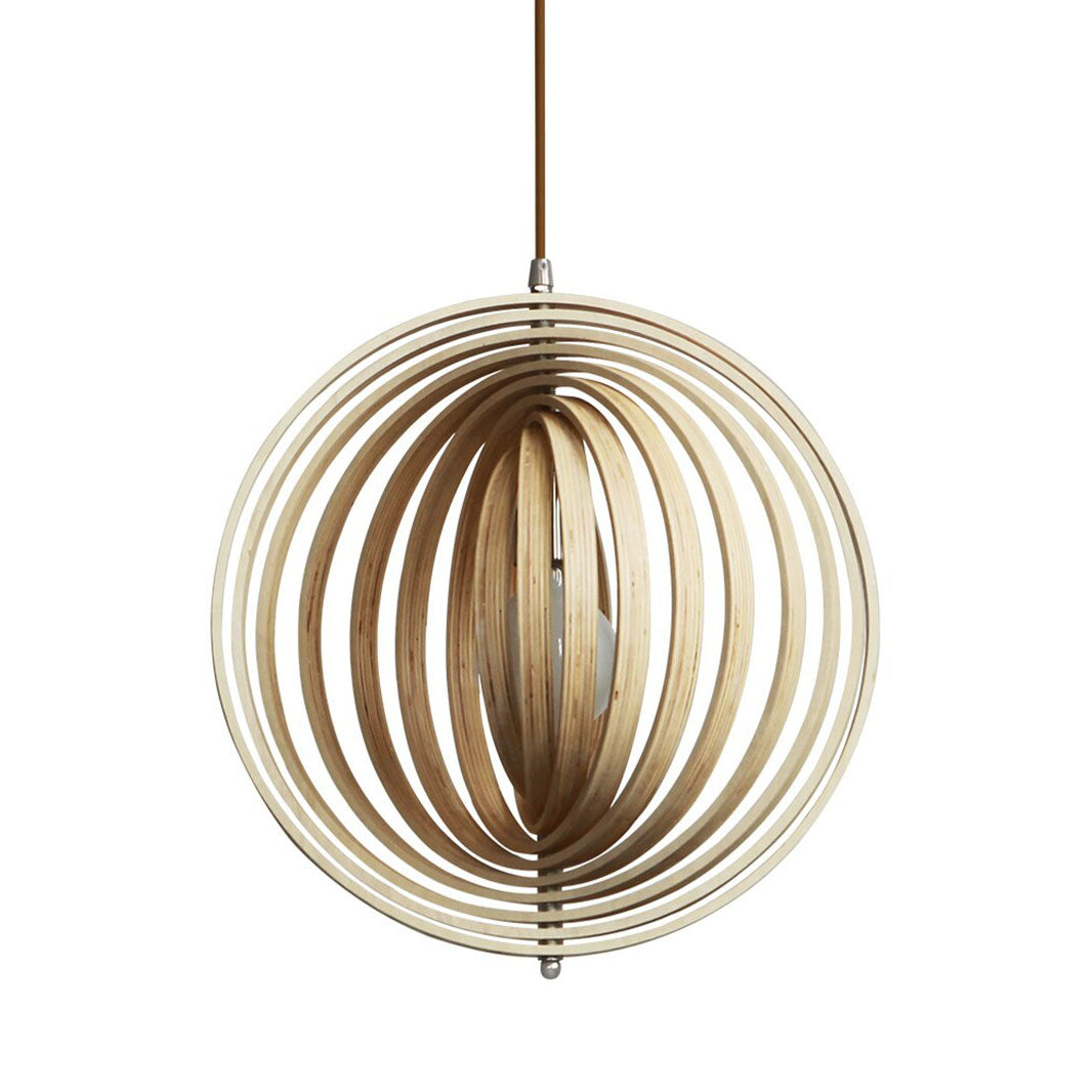 Revolving Circular Moon Wood Pendant Light