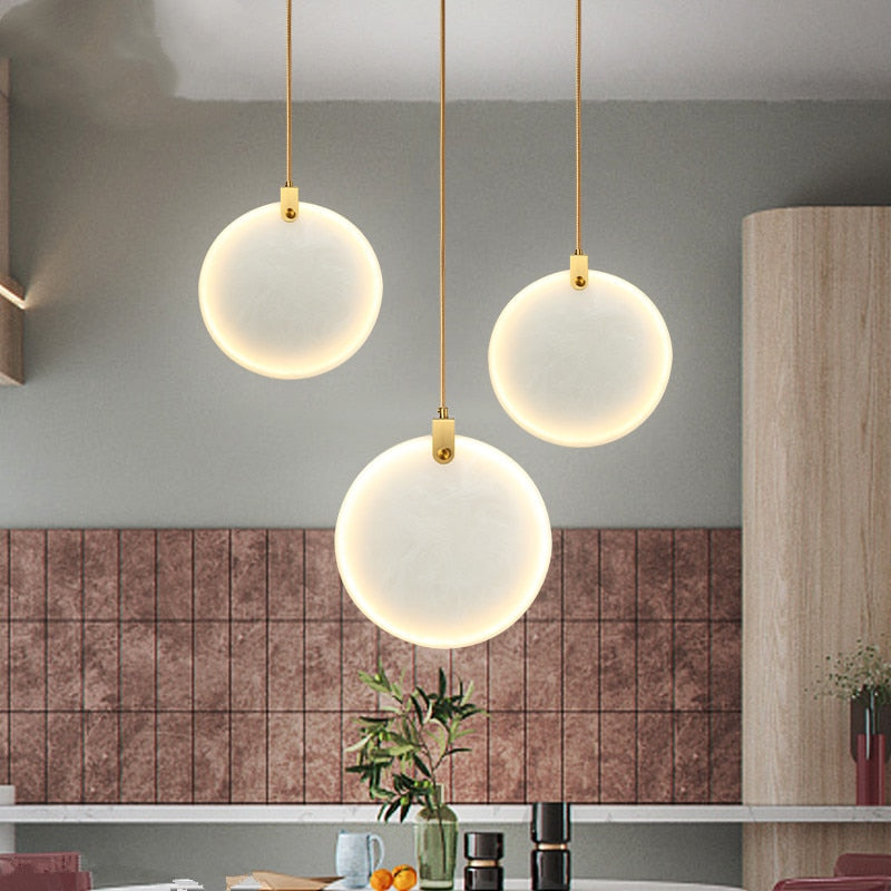 Simple Marble Round Crystal Villa Pendant Lamps