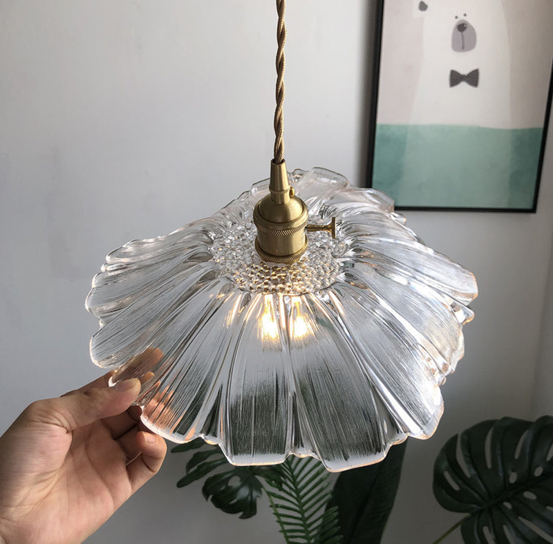 Vintage Floral Glass Pendant Light