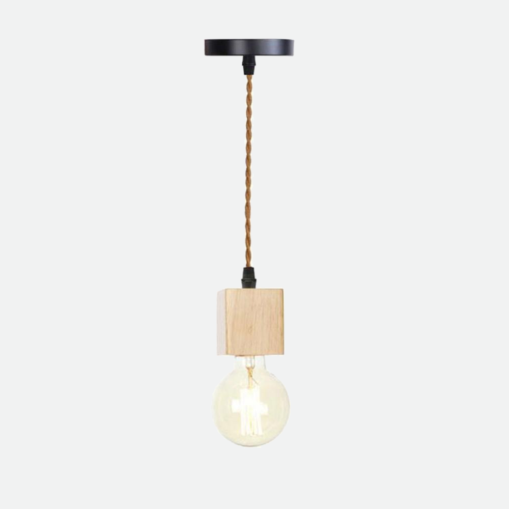 Vintage Wooden Hanging Socket Pendant Light