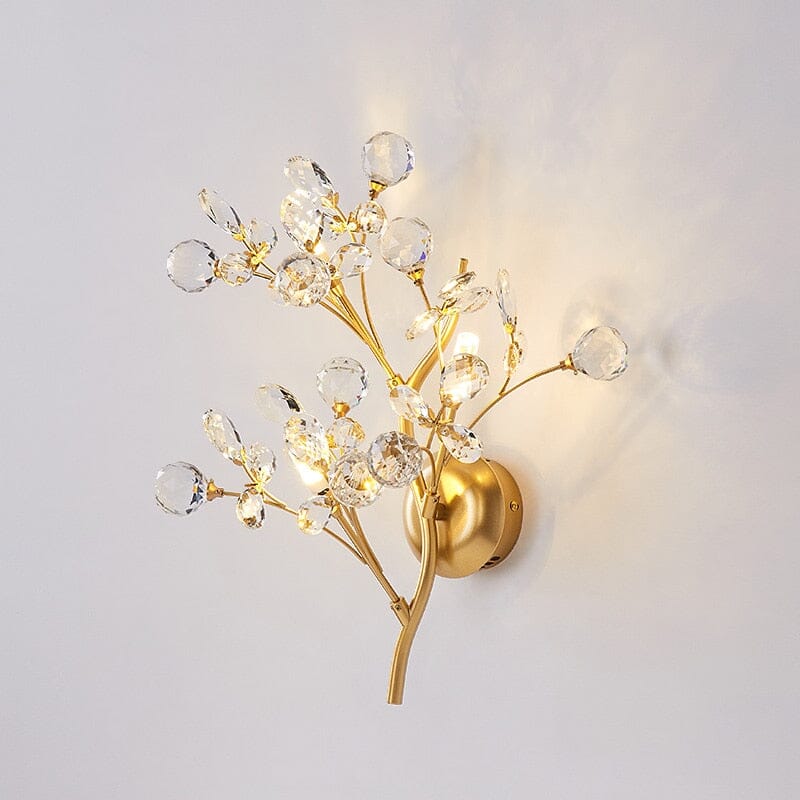 Romantic Flowers Branches Clear Crystal Wall Lamp