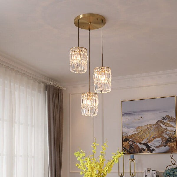 Nordic Copper LED Light Crystal Pendant Lamps