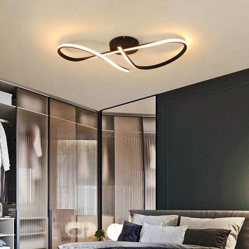 Modern Aluminum LED Strip Ceiling Chandelier Light