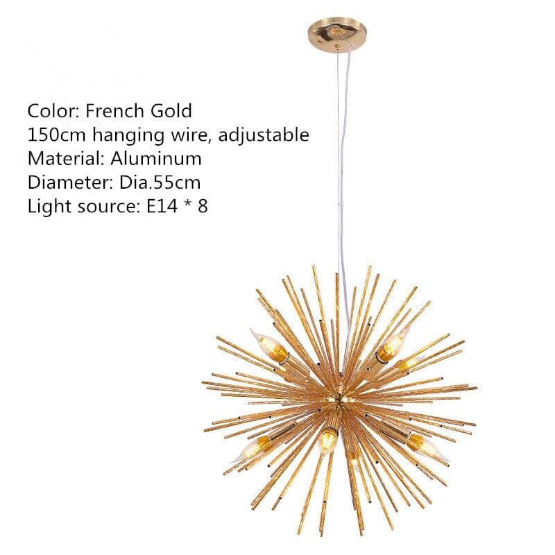 Aluminum Tube Spark Ball Starburst Chandelier