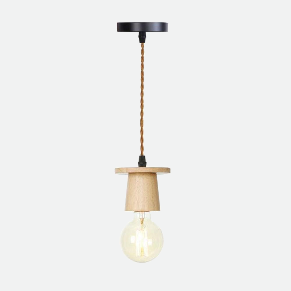 Vintage Wooden Hanging Socket Pendant Light