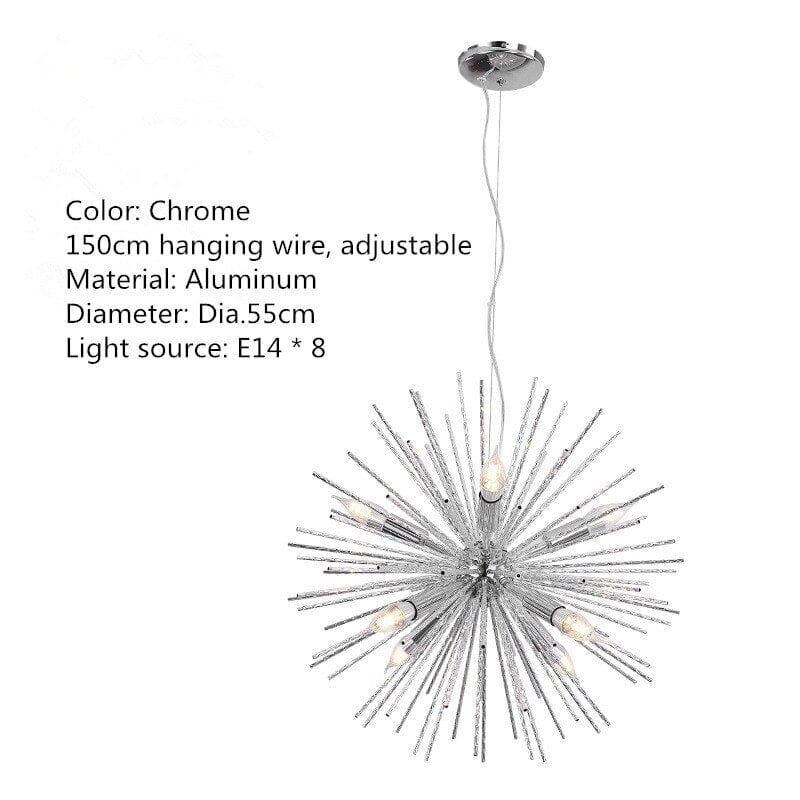 Aluminum Tube Spark Ball Starburst Chandelier