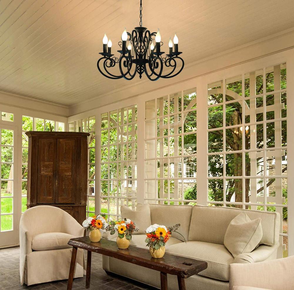 European Classic Iron Arms Chain LED Chandelier