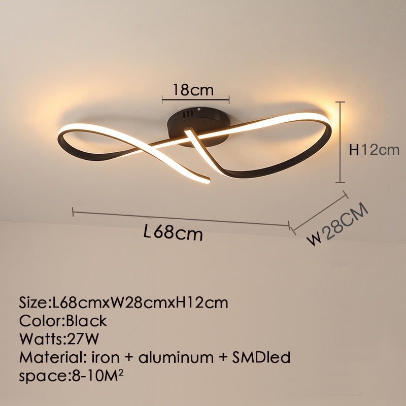 Modern Aluminum LED Strip Ceiling Chandelier Light