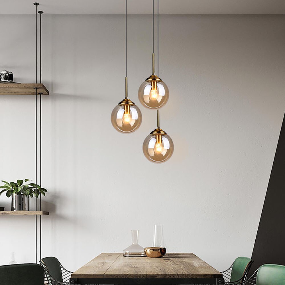 Contemporary Metal Ring Glass Pendant Lights