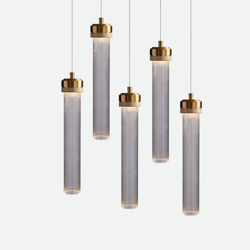 Modern Gold Glass Tube Pendant Light