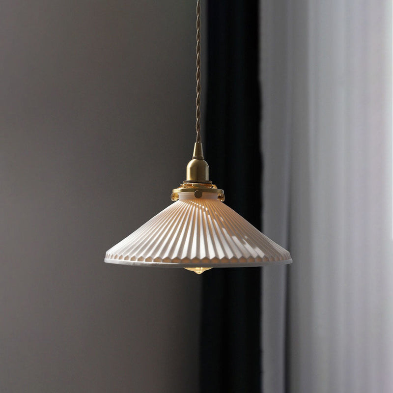 White Ceramic Brass Pendant Lights