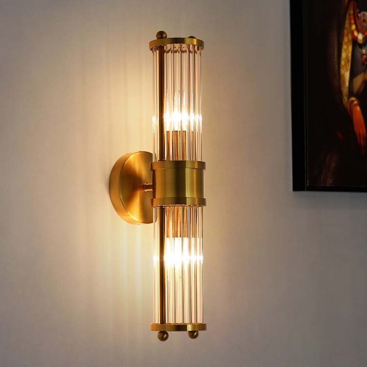 Crystal Glass Light Rods Elegance Redefined: Luxury Crystal Gold Glass Rod Wall Lamps