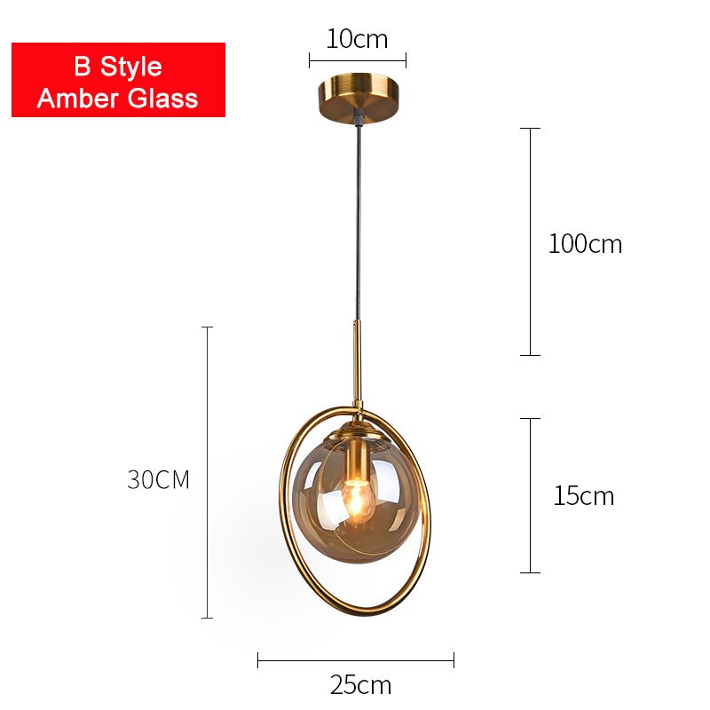 Contemporary Metal Ring Glass Pendant Lights