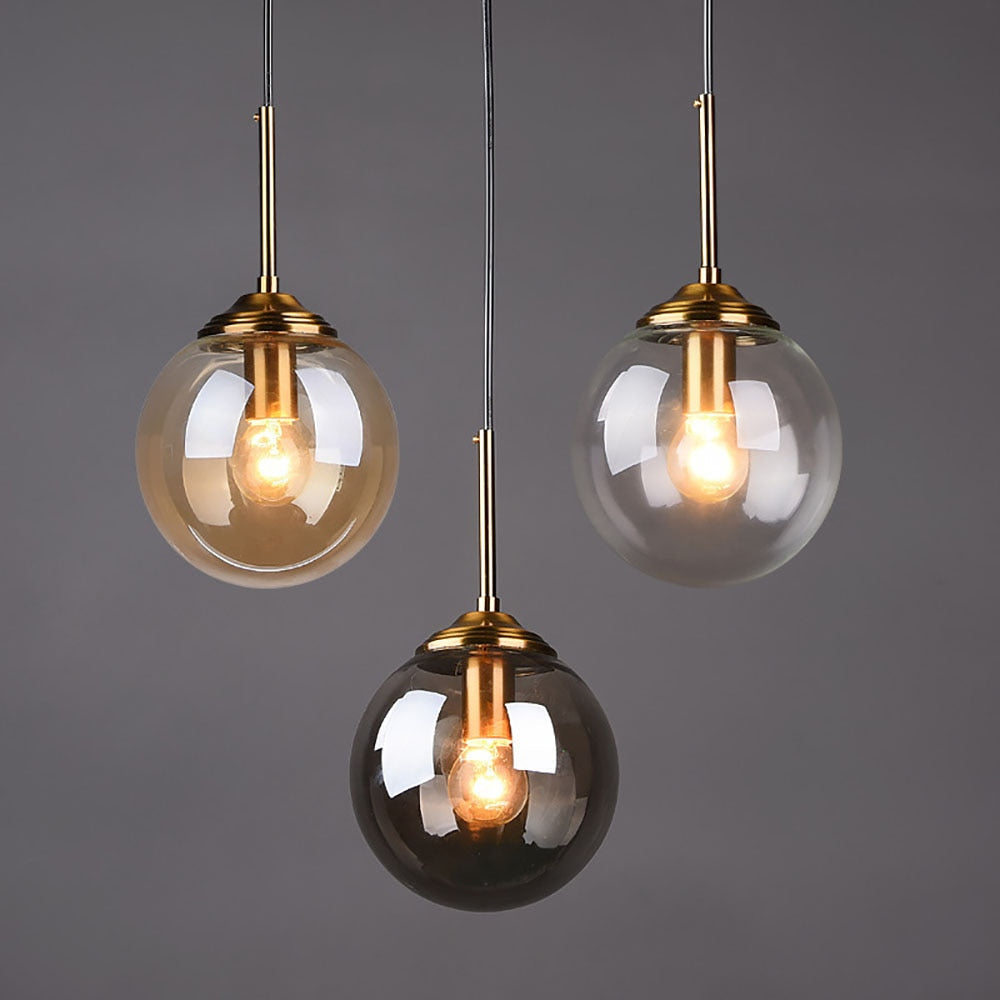 Contemporary Metal Ring Glass Pendant Lights