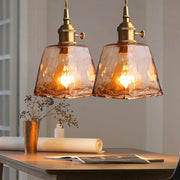 Modern Brass Amber Glass Pendant Light
