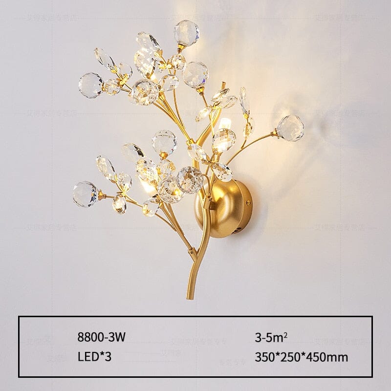 Romantic Flowers Branches Clear Crystal Wall Lamp