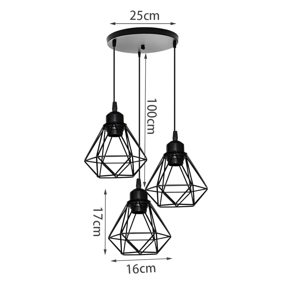 Modern Diamond Shape Wrought Metal Pendant Lights