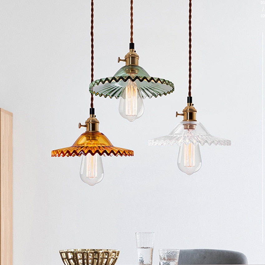 Circular ZigZag Glass Pendant Lamp