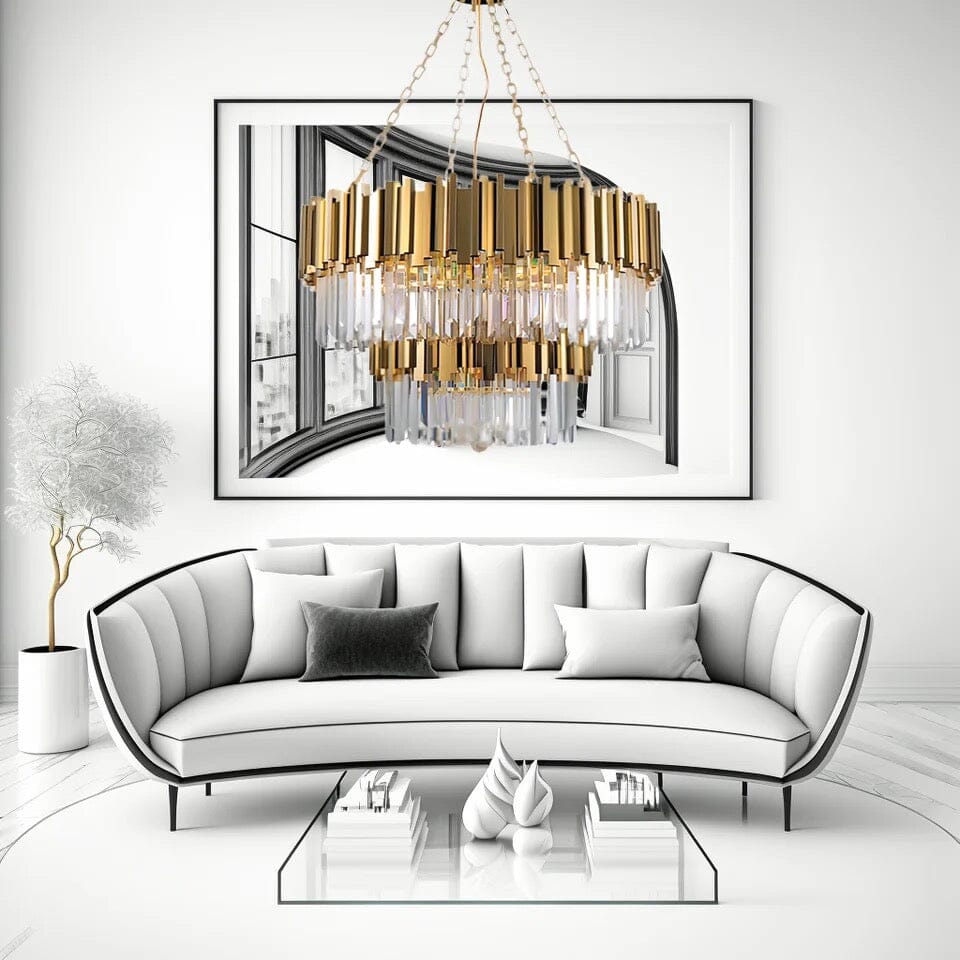 Stainless Steel Light Luxury Round Crystal Chandelier