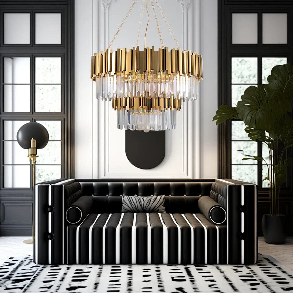 Stainless Steel Light Luxury Round Crystal Chandelier