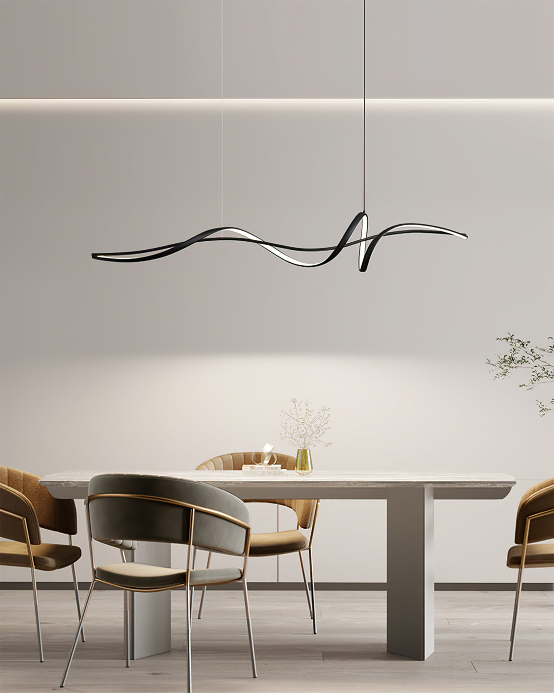 Aluminum Ribbon Shape LED Chandelier