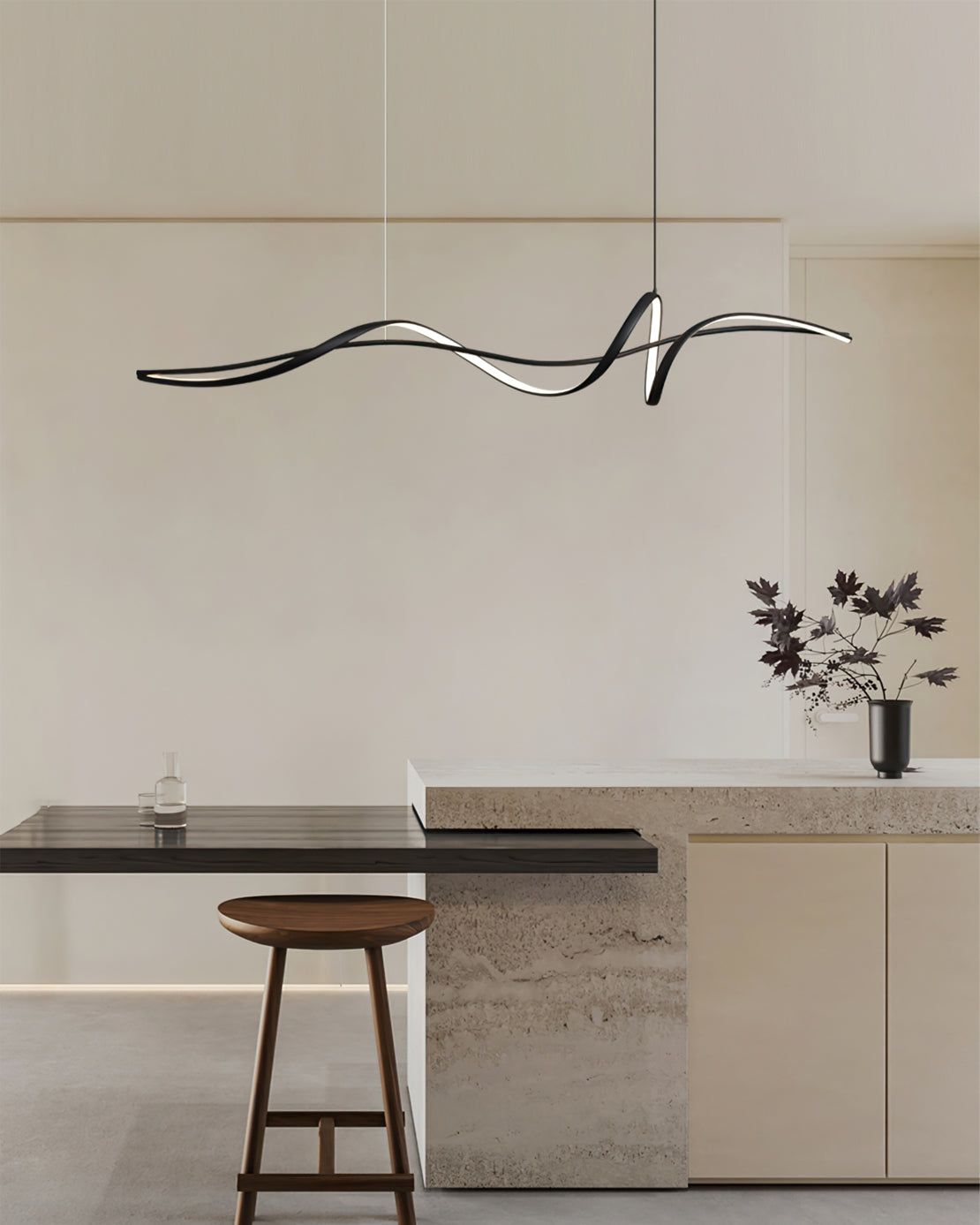 Aluminum Ribbon Shape LED Chandelier