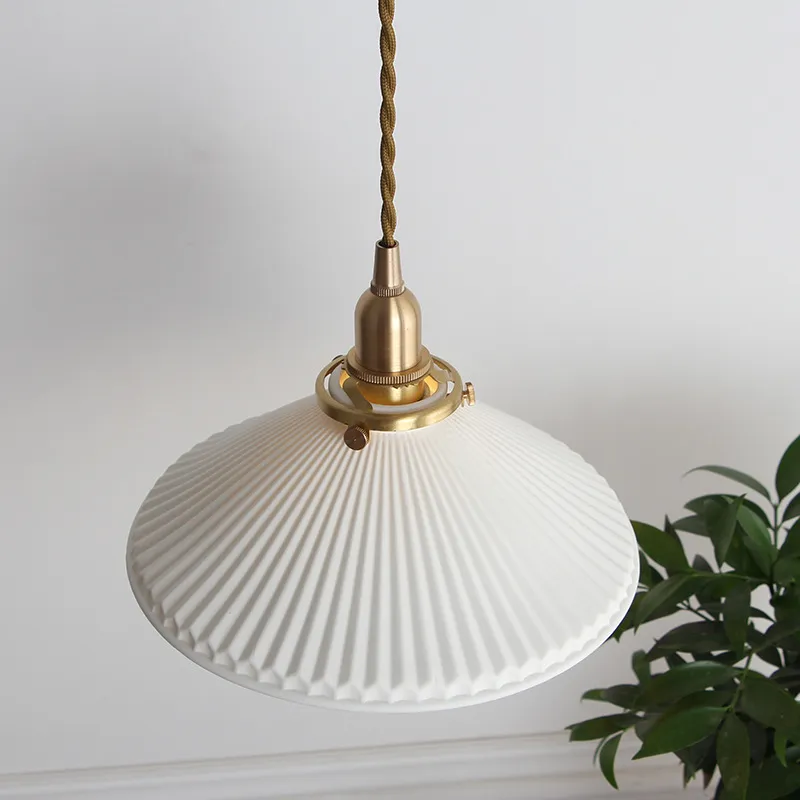 White Ceramic Brass Pendant Lights