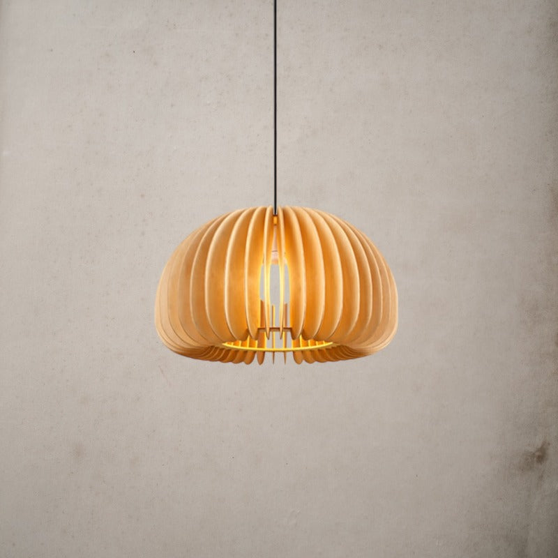 Handmade Wood Pumpkin Pendant Light